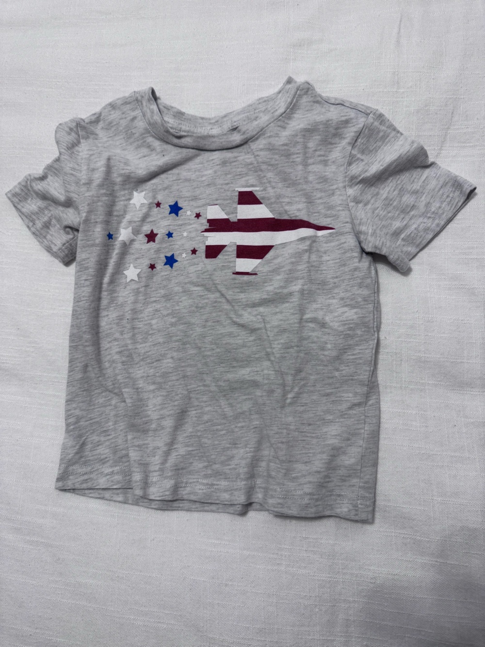 jumping beans Gray Tee with Red, Blue and White Jet Graphic